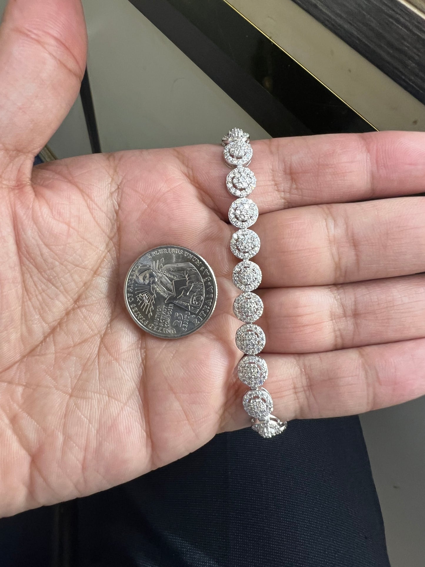 Silver Round Moissanite Bracelet