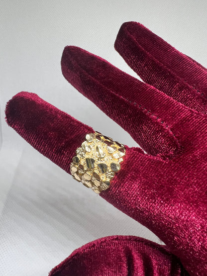 10K Solid Gold Nugget Ring - Chain Included