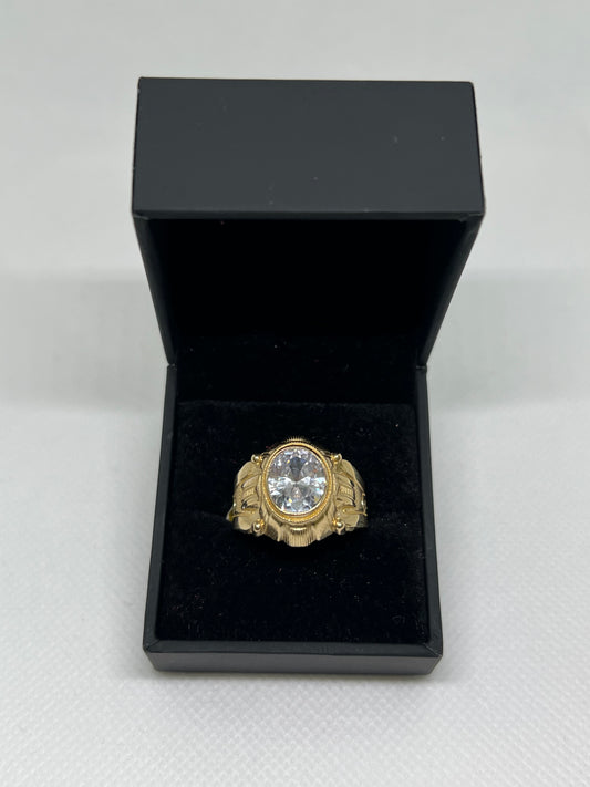 10K Solid Gold Mens Ring - Chain Included