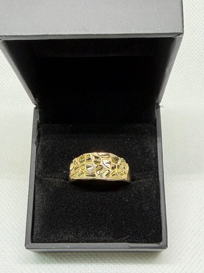 10K Solid Gold Nugget Ring - Size 10