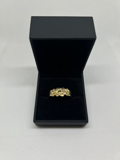 10K Solid Gold Nugget Ring - Chain Included