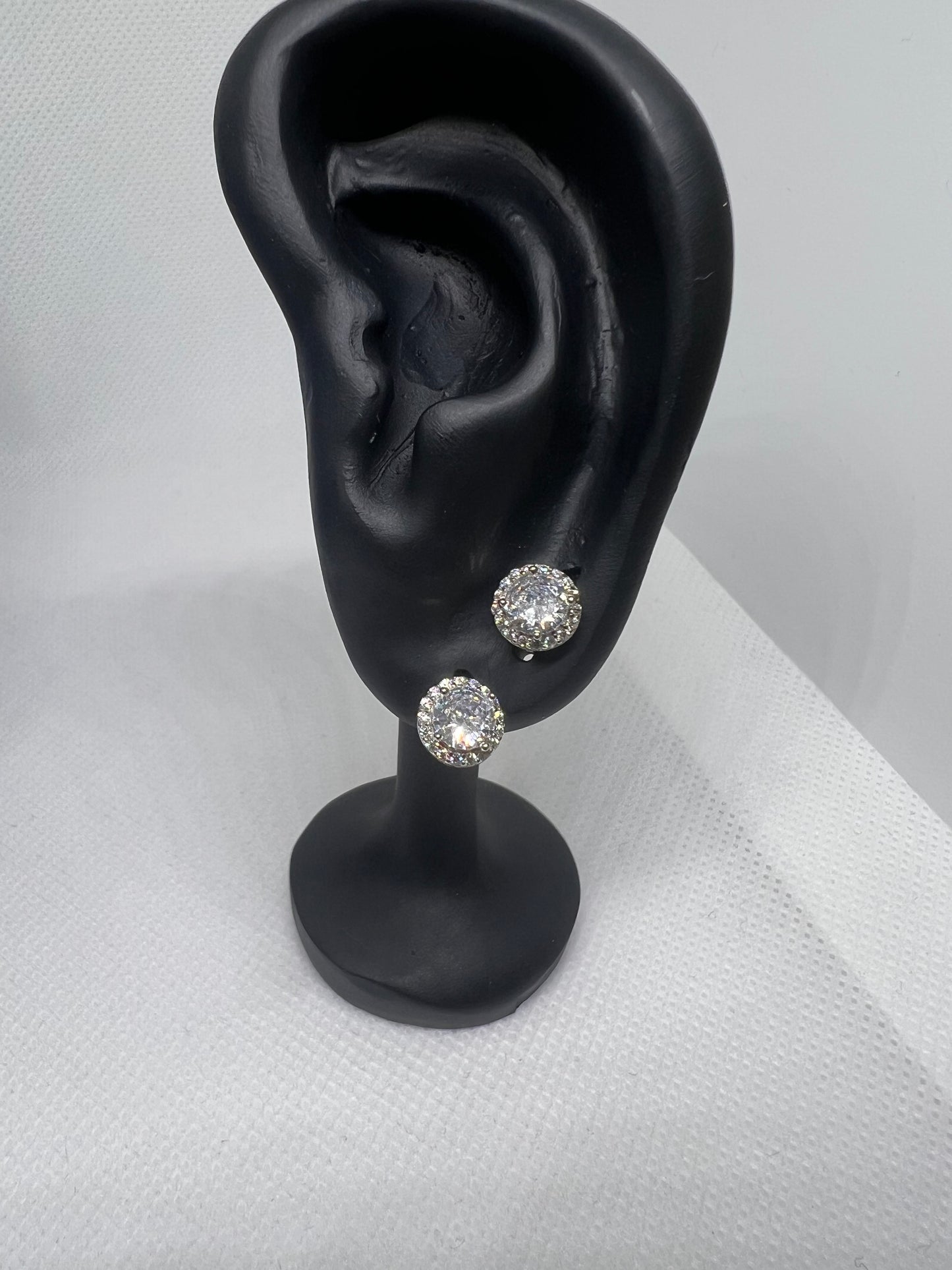 Sterling Silver Diamond Circle Earring and Pendant Set