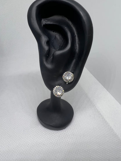 Sterling Silver Diamond Circle Earring and Pendant Set