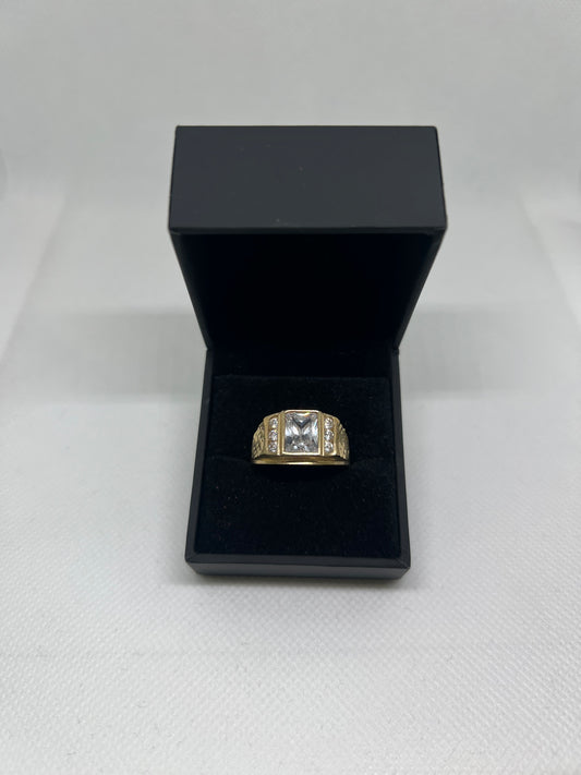 10K Solid Gold Mens Ring - Chain Included