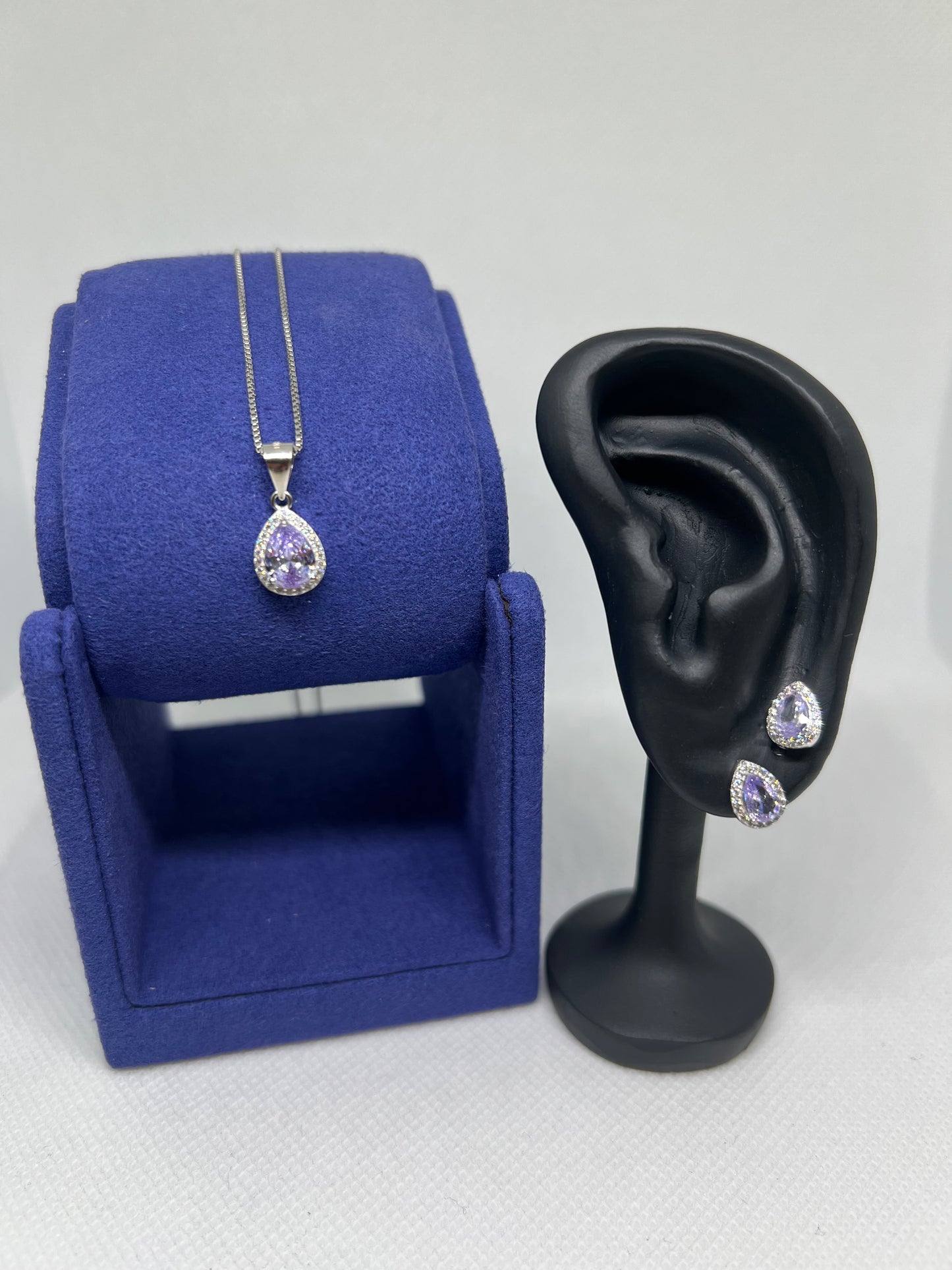 Sterling Silver Alexandrite Teardrop Earring and Pendant Set