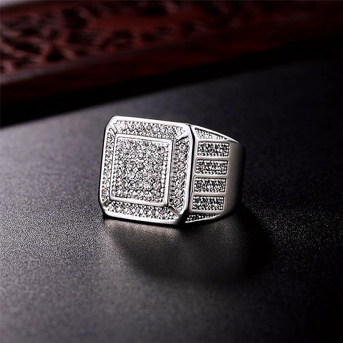 Diamond Square Ring in Silver