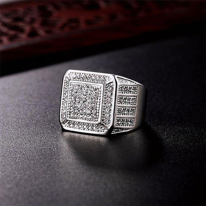 Diamond Square Ring in Silver