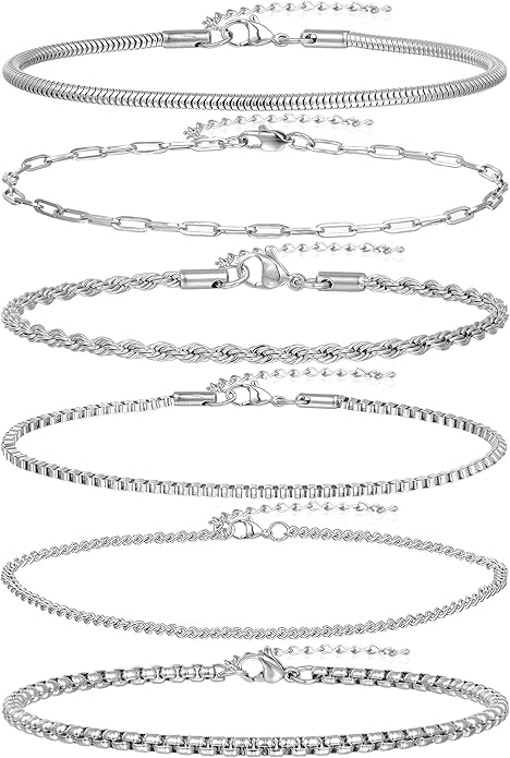 6 Pack Starter Bracelet Set in Silver