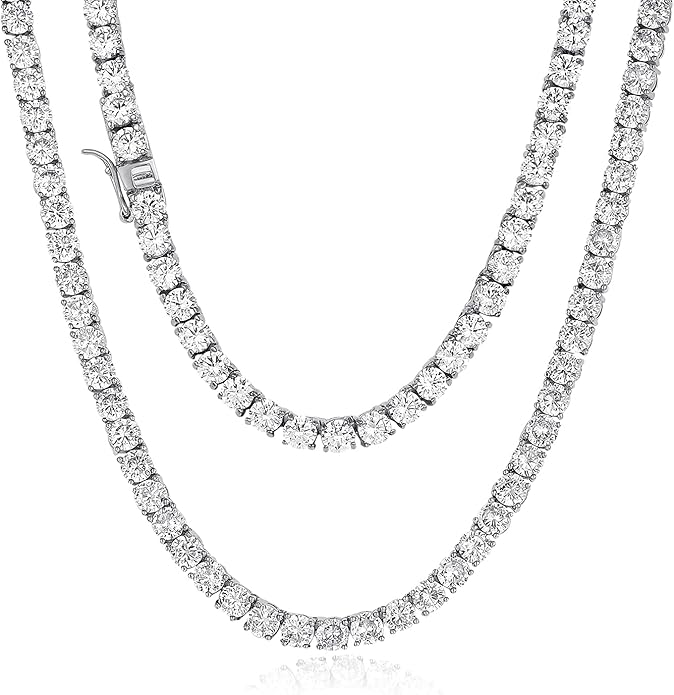 Diamond Tennis Chain in Silver