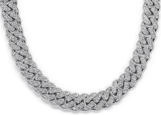 Diamond Prong Chain in Silver