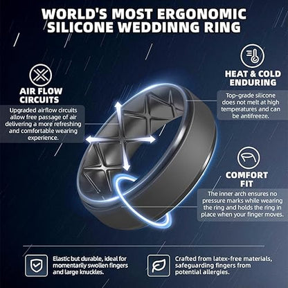 Black Grey Breathable Silicone Rings