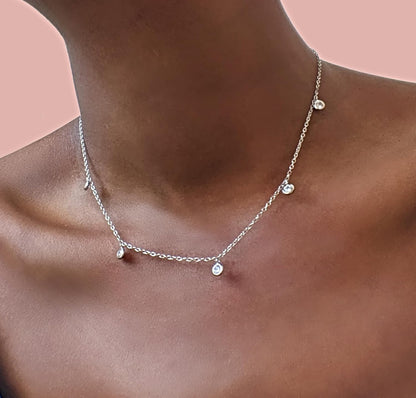 Dainty Diamond Pendant Necklace in Silver