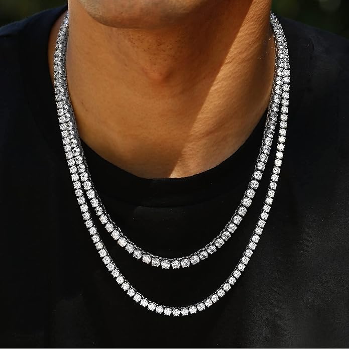 Diamond Tennis Chain in Silver