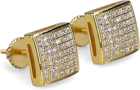 Square Diamond Studs in Yellow Gold