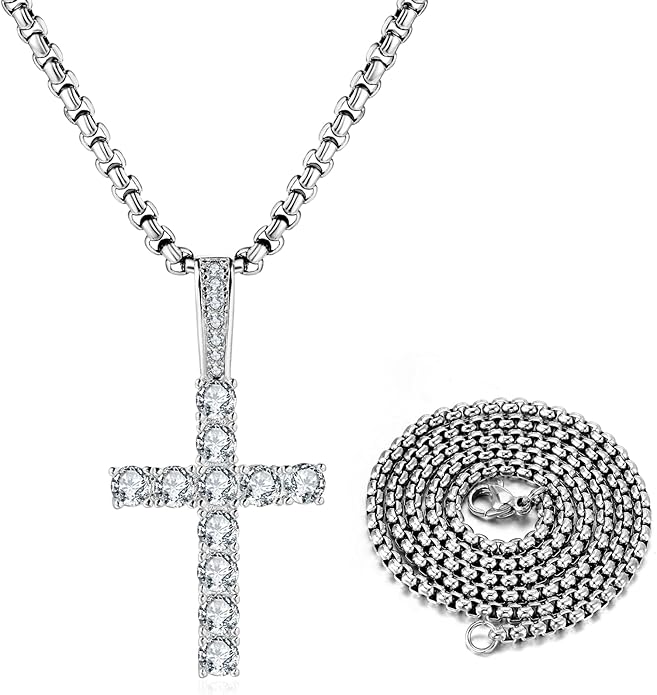 Diamond Cross Pendant in Silver