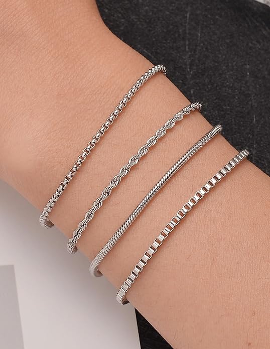 6 Pack Starter Bracelet Set in Silver