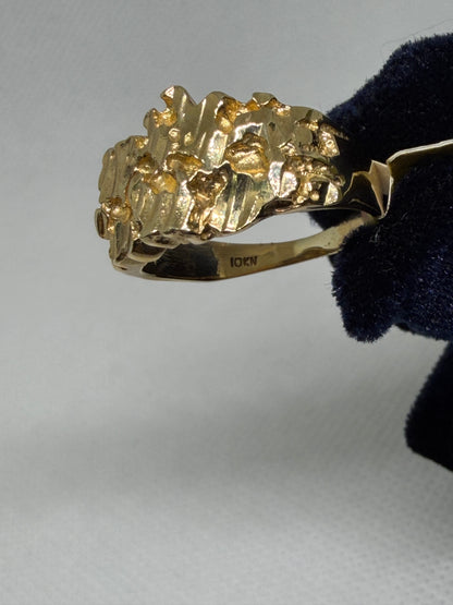 10K Solid Gold Nugget Ring - Size 10