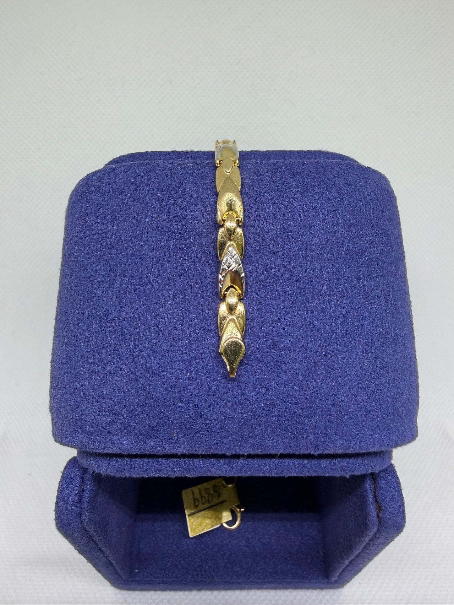 10K Solid Gold Two Tone Bracelet - 7.5 Inches