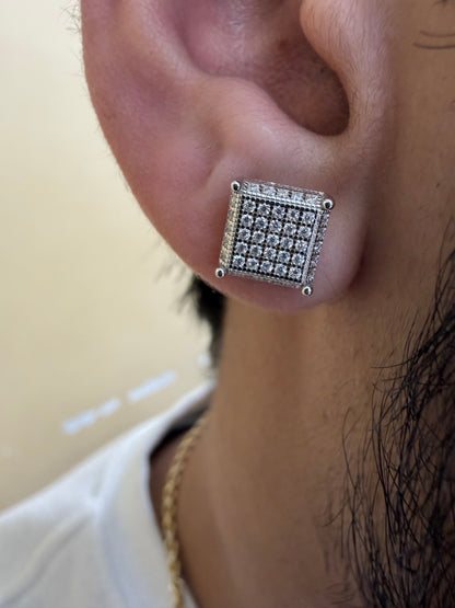 Sterling Silver Cluster Square Moissanite Earrings