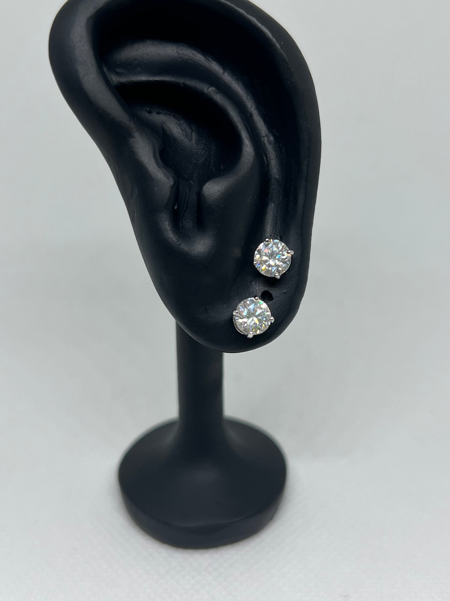 Sterling Silver Solitaire Moissanite Earrings