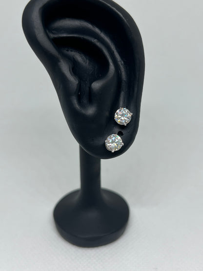 Sterling Silver Solitaire Moissanite Earrings