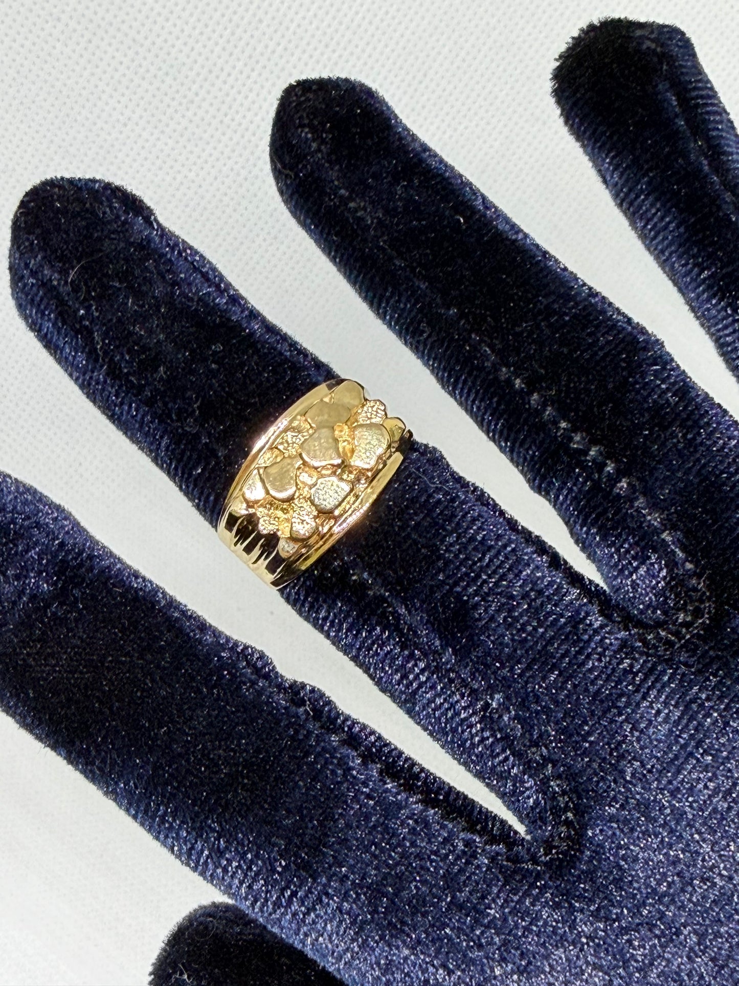 10K Solid Gold Nugget Ring - Size 8.5