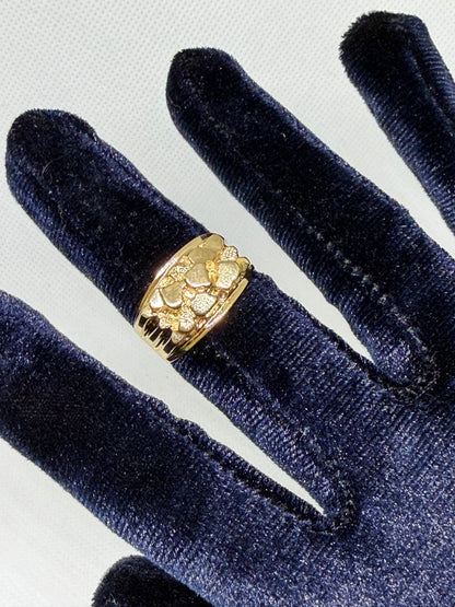 10K Solid Gold Nugget Ring - Size 8.5