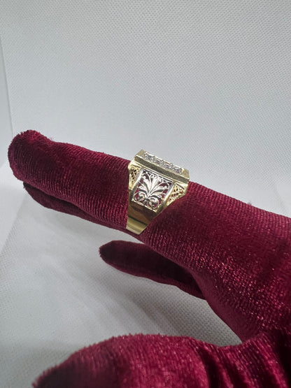 10K Solid Gold Mens Ring - Chain Included