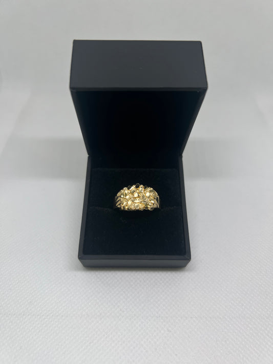 10K Solid Gold Nugget Ring - Chain Included