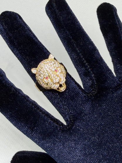 10K Solid Gold Panther Ring - Size 10