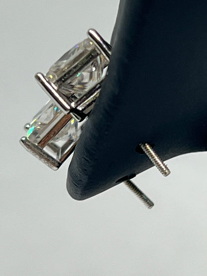 Sterling Silver Square Solitaire Glacier Moissanite Earrings