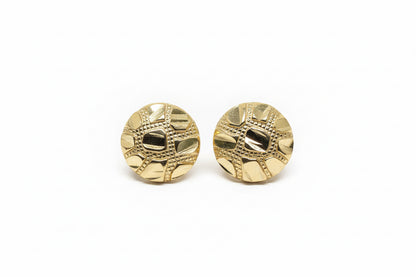 10K Gold Round Nugget Earrings