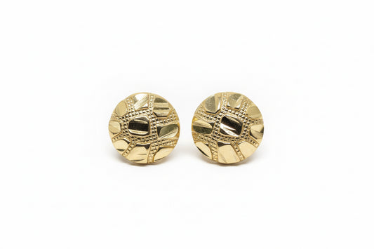 10K Gold Round Nugget Earrings