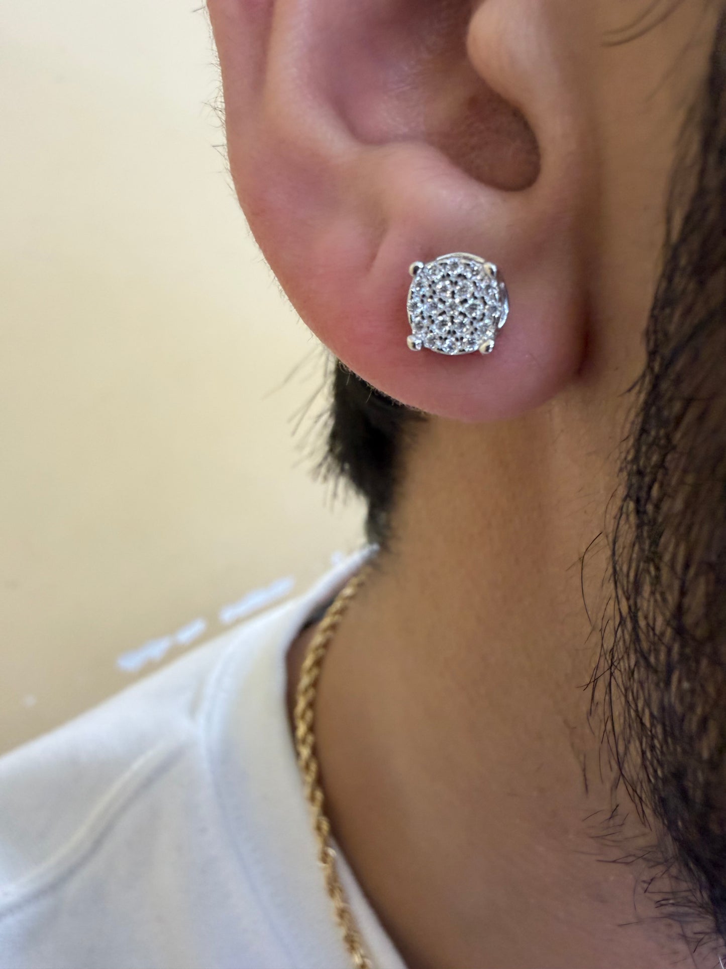 Sterling Silver Circle Cluster Moissanite Earrings