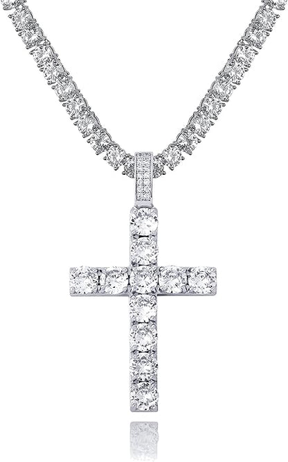 Diamond Cross Pendant with Tennis Chain