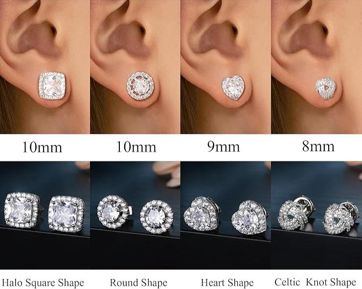 4 Pack Stud Earrings in Silver