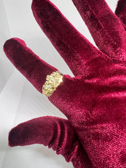 10K Solid Gold Nugget Ring - Chain Included