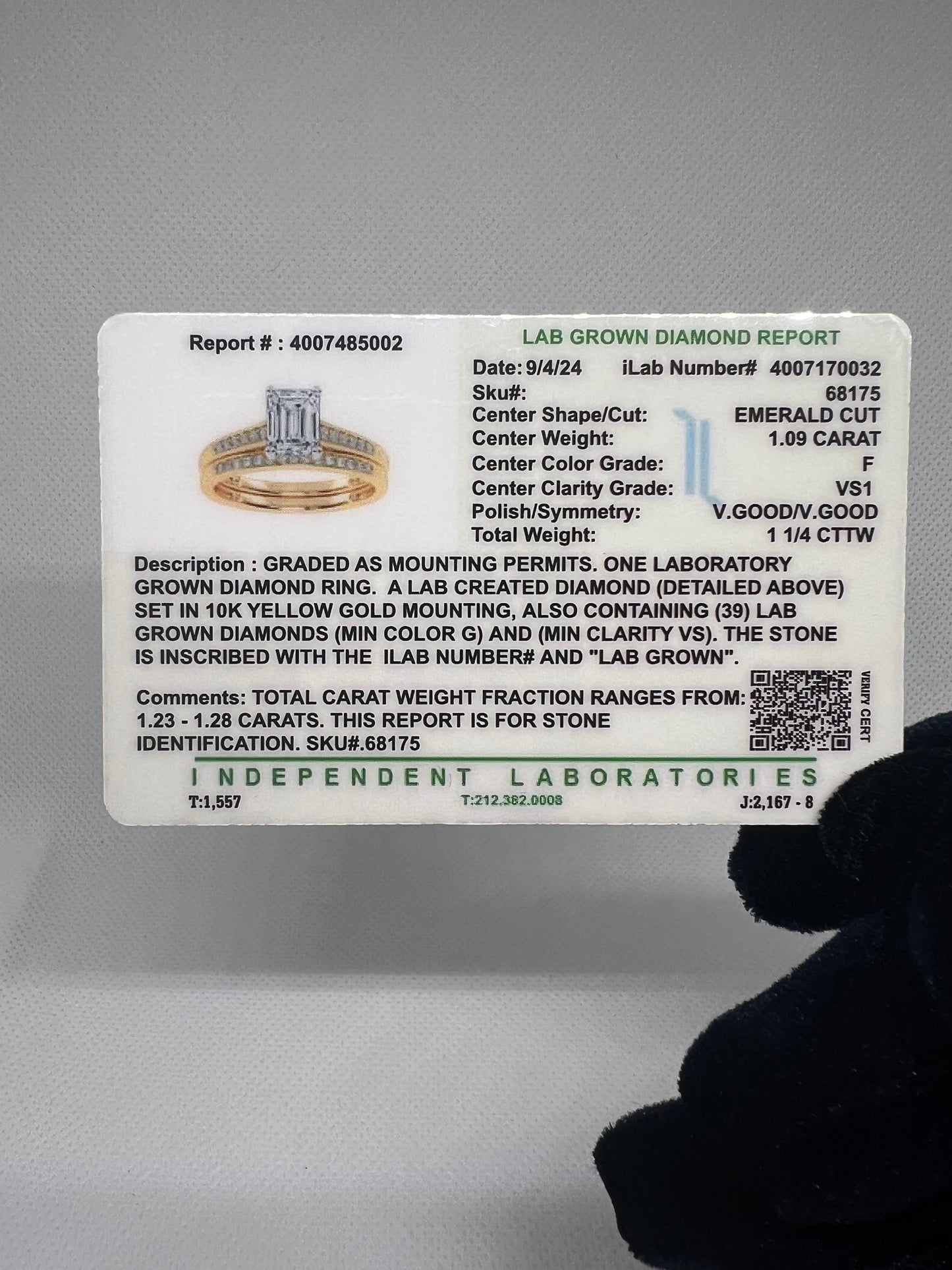DC CERTIFIED Lab Grown Emerald Cut Diamond Bridal Set