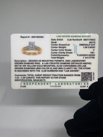 DC CERTIFIED Lab Grown Emerald Cut Diamond Bridal Set