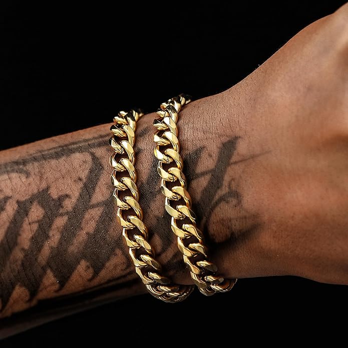 Double Big Link Cuban Bracelet Pack in Yellow Gold