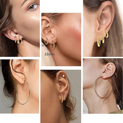 8 Pack Hoop and Stud Earrings in Gold