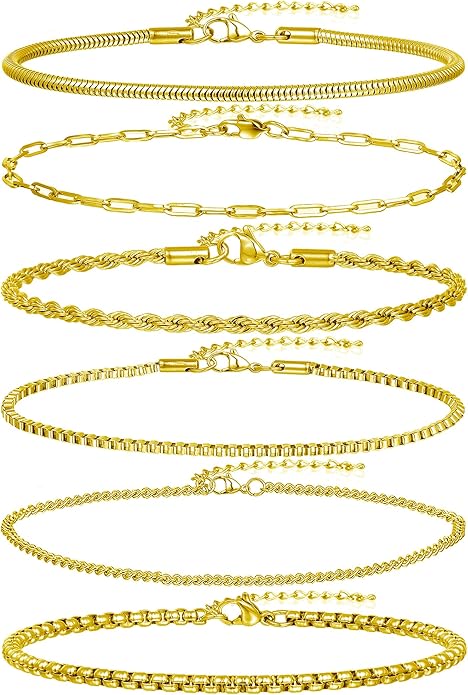 6 Pack Starter Bracelet Set in Gold