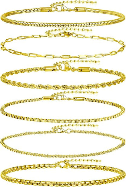 6 Pack Starter Bracelet Set in Gold