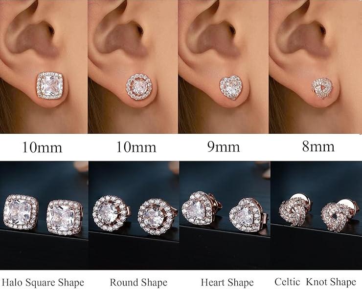 4 Pack Stud Earrings in Rose Gold