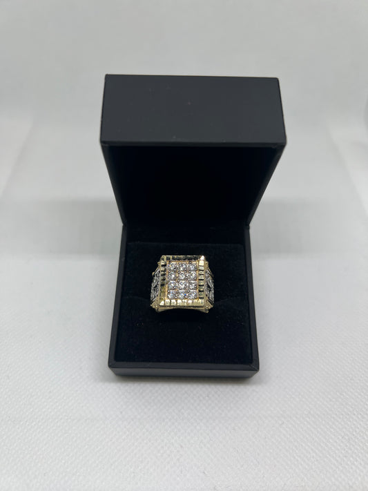 10K Solid Gold Mens Ring - Chain Included