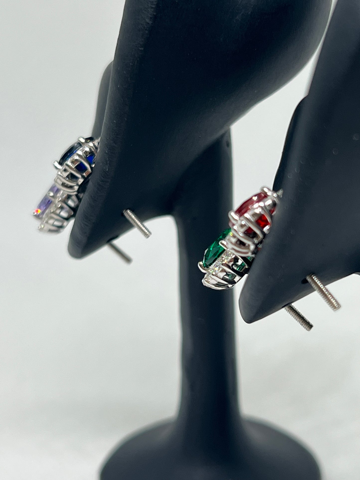 Sterling Silver Amethyst, Sapphire, Ruby, Emerald Moissanite Earrings