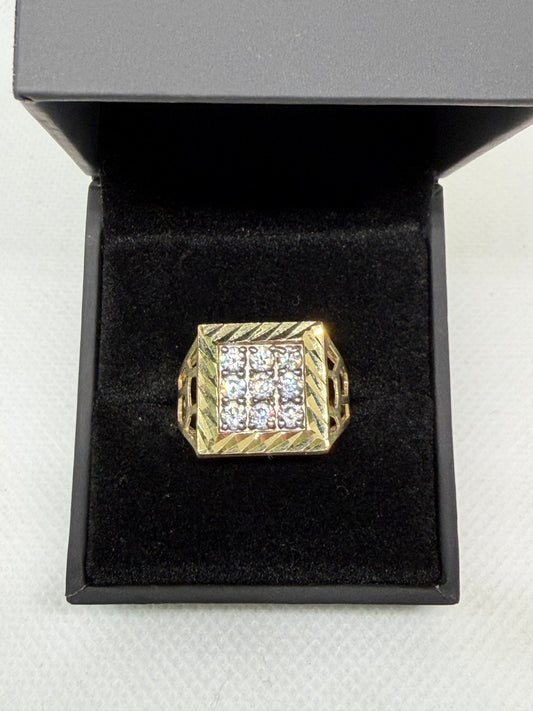 10K Solid Gold 9 Glacier Stone Ring - Size 10