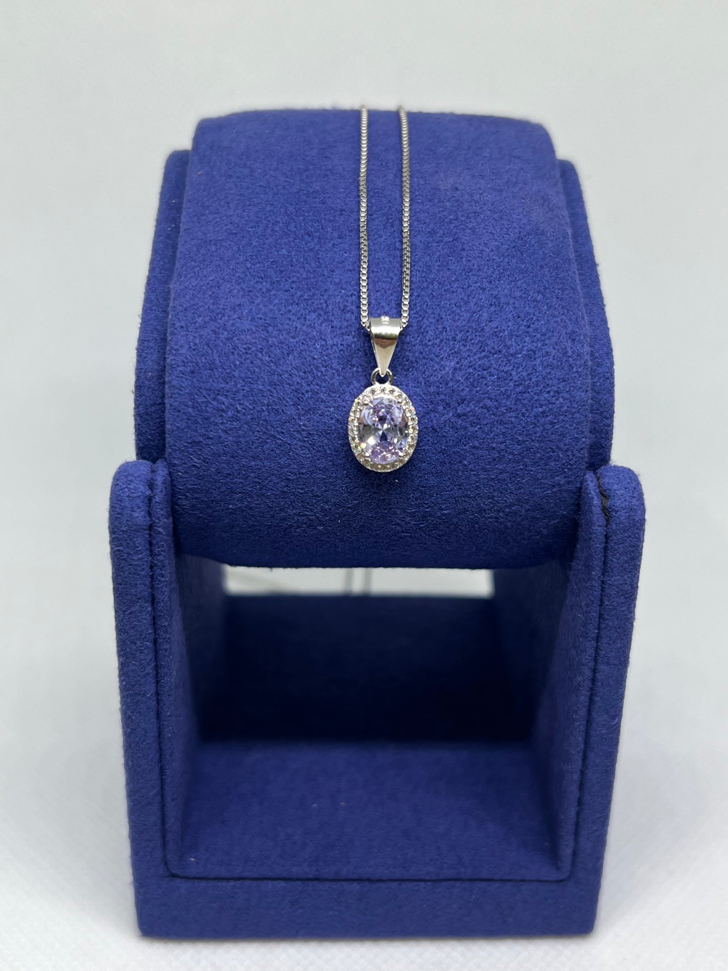 Sterling Silver Alexandrite Oval Earrings and Pendant Set