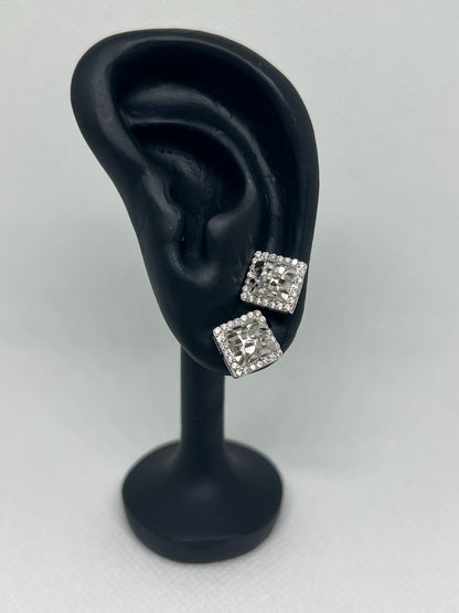 Sterling Silver Nugget Glacier Moissanite Earrings