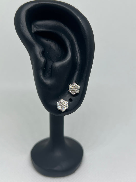 Sterling Silver Flower Moissanite Earrings